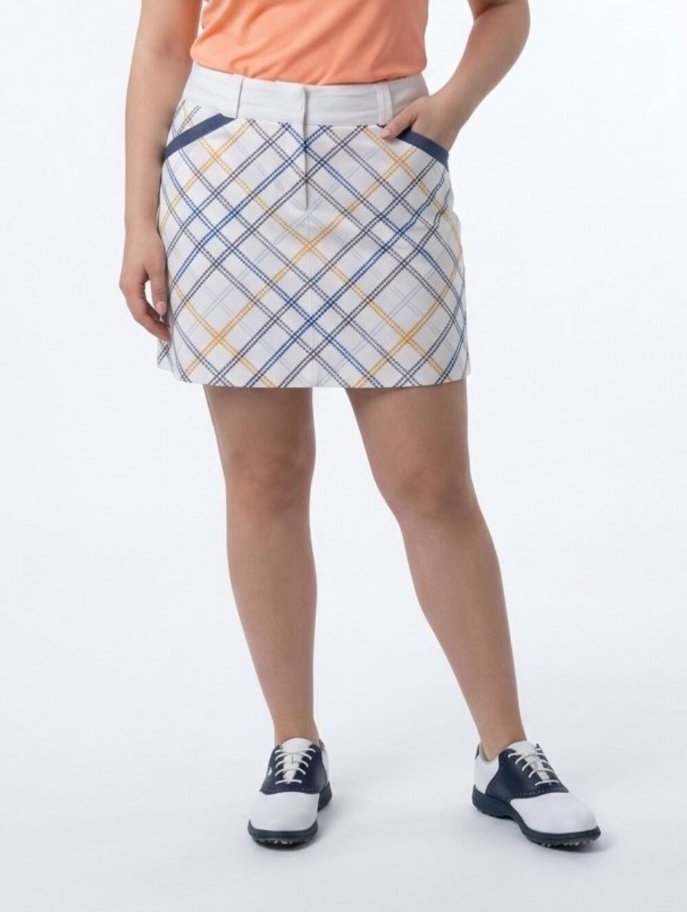 Nike Women’s Plaid Golf Skort in Peach, Blue & Yellow
